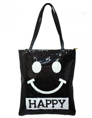 Fun Smily Face  Faux Leather Tote Bag HB017 38743 Black